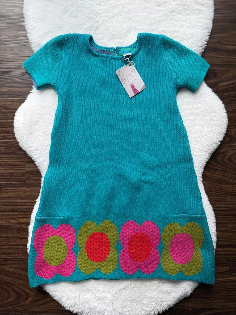 NWT Hi-Dee-Peep Girls Sweater Dress Floral Cashmere/Wool Made in Ireland sz 6